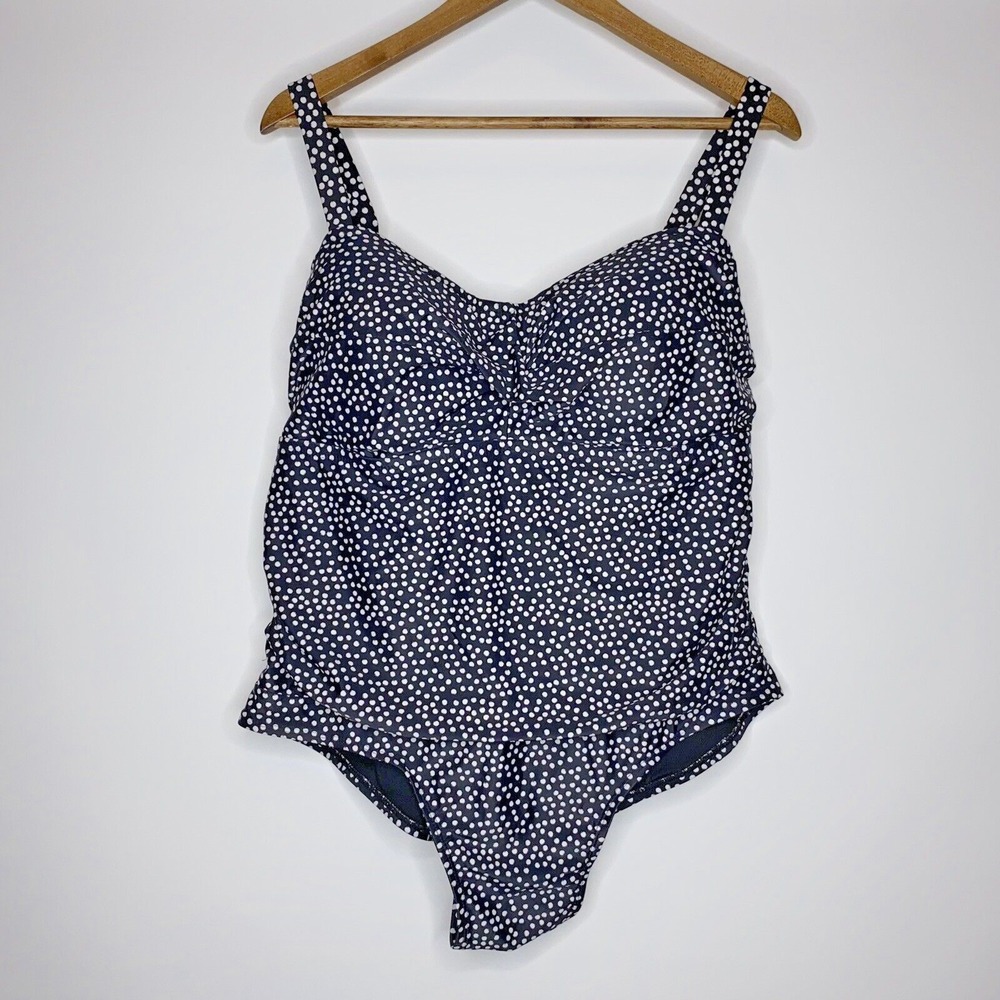 Catalina Women's One-Piece Swimsuit Size 2X Black & White Dots Padded Bra